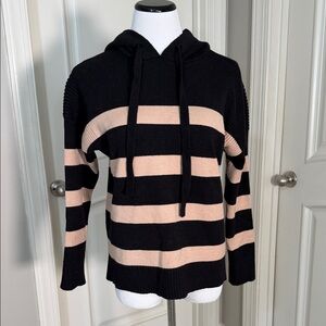 Reverence Striped Black and Cream Hooded sweater
